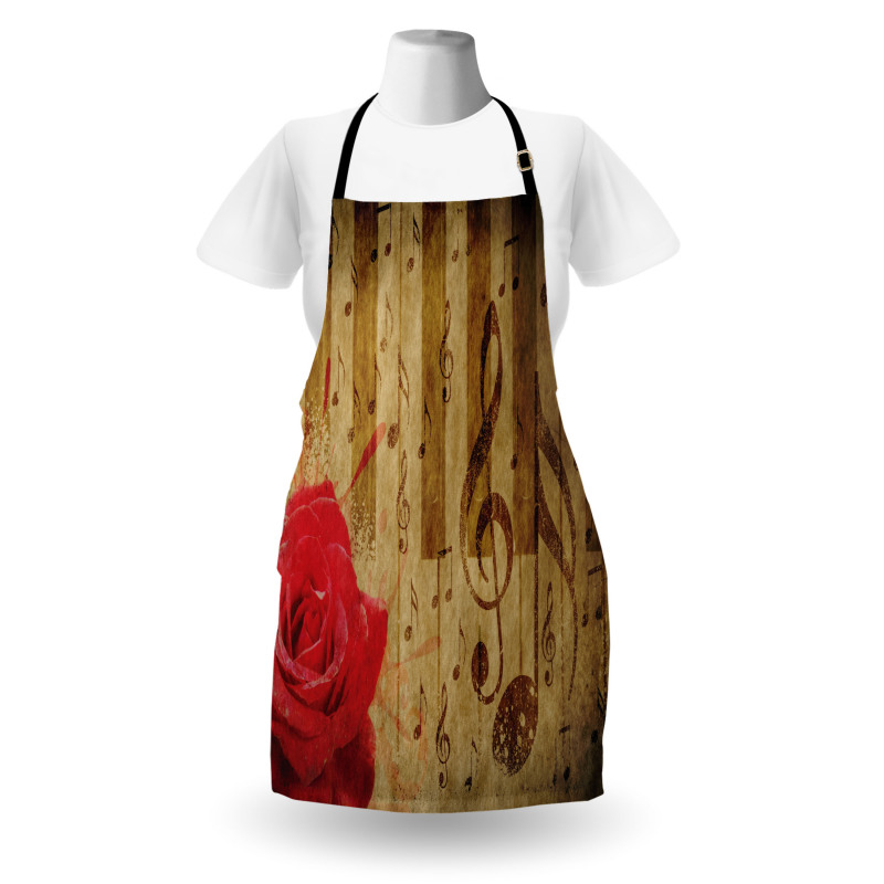 Romantic Rose Musical Notes Apron