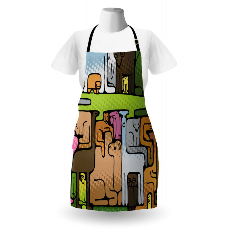 Animal Puzzle Modern Design Apron