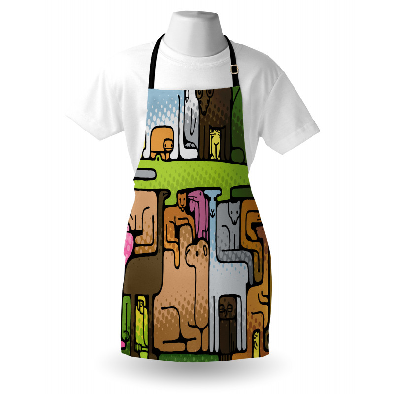 Animal Puzzle Modern Design Apron