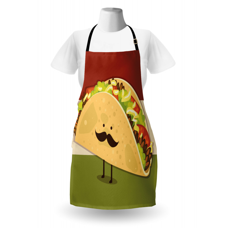 Lezzet Mutfak Önlüğü Bıyıklı Bay Taco Desenli Komik Çizgi Film