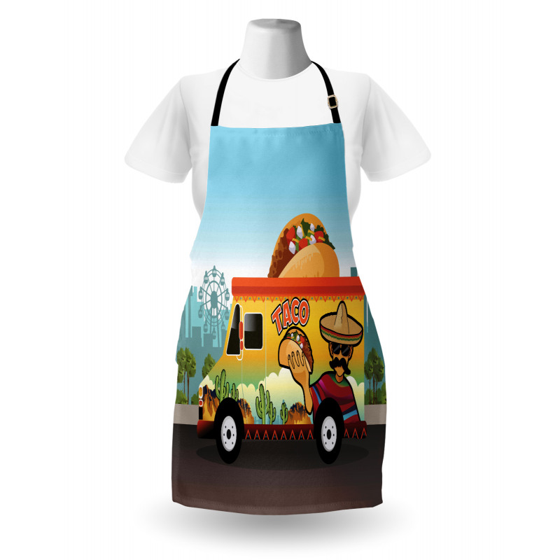 Taco Truck on Road in City Apron