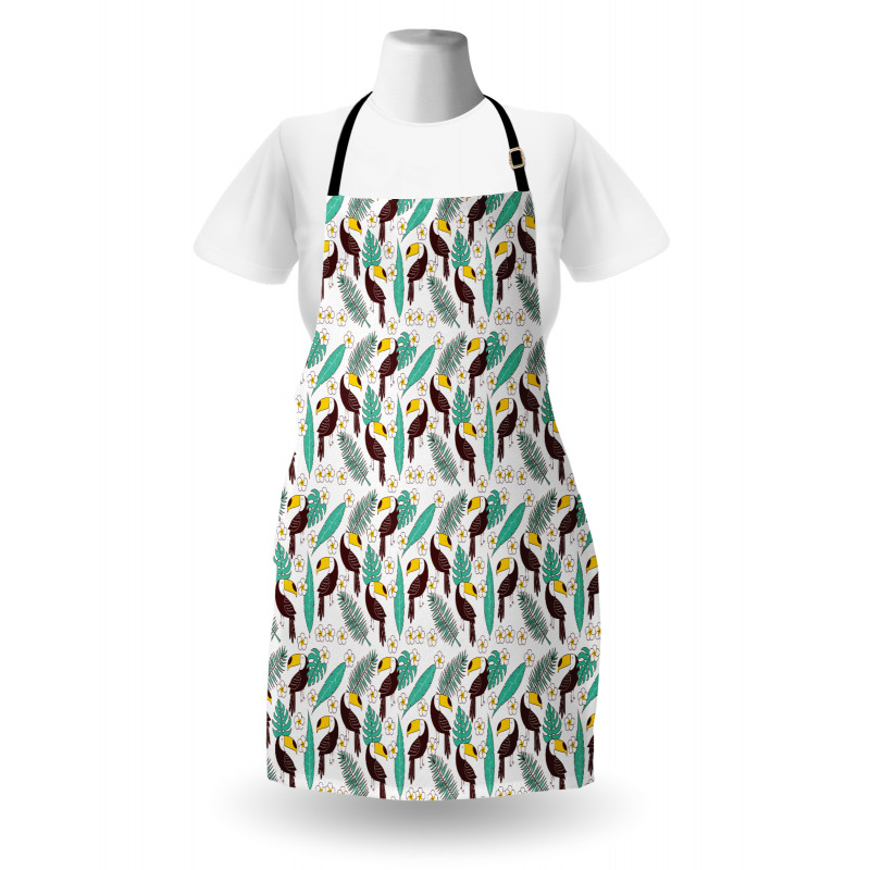 Toucan Bird Tropical Leaves Apron