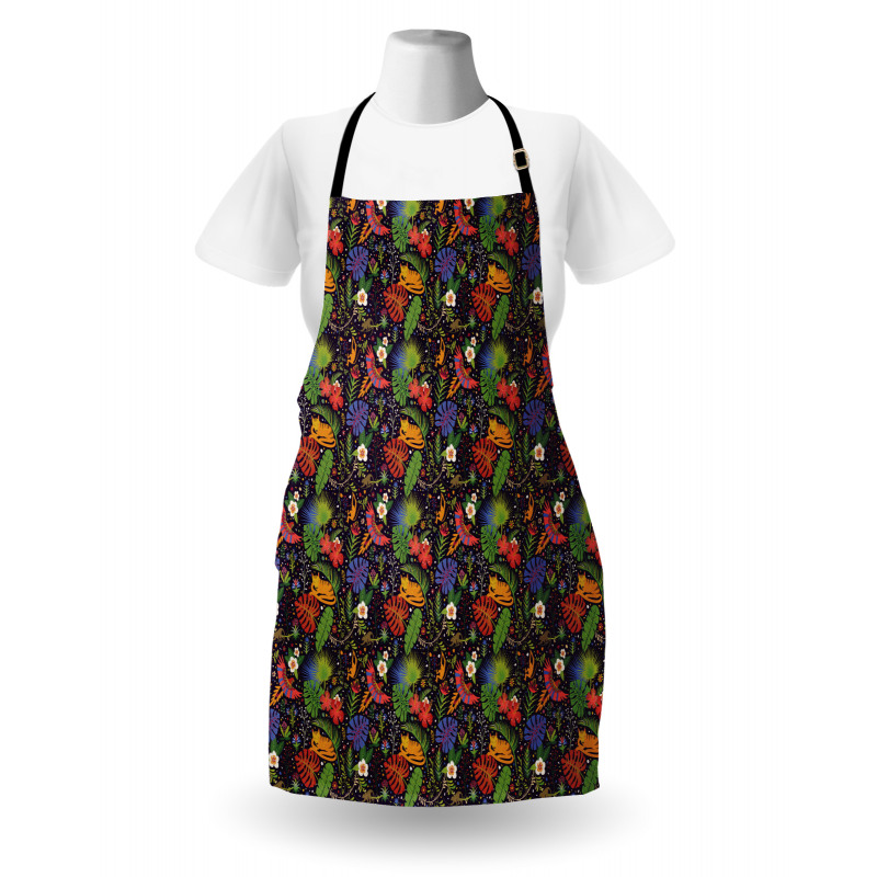 Monkeys Parrots Monstera Apron