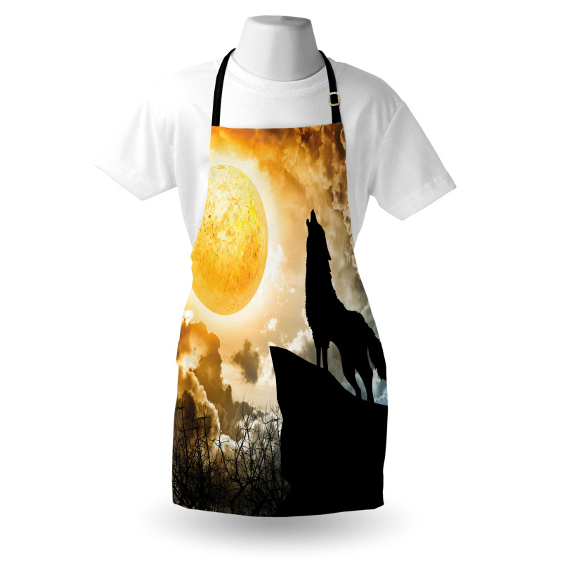 Howling Animal Silhouette Hill Apron