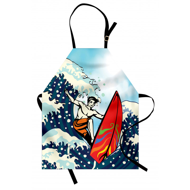 Summer Cartoon Surfing Boy Apron