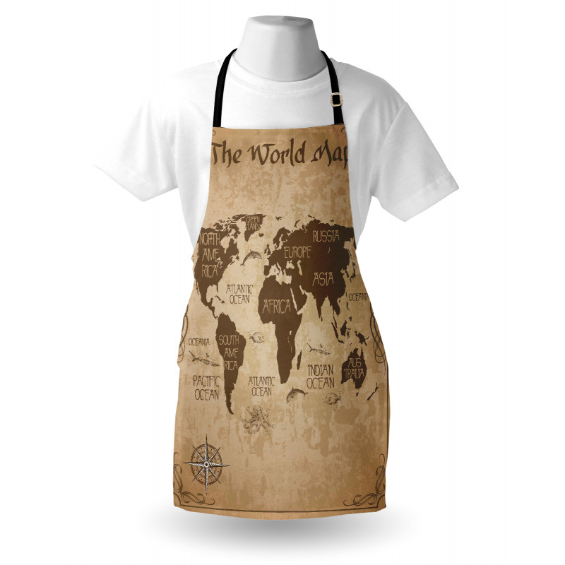 Vintage Topographic Image Apron