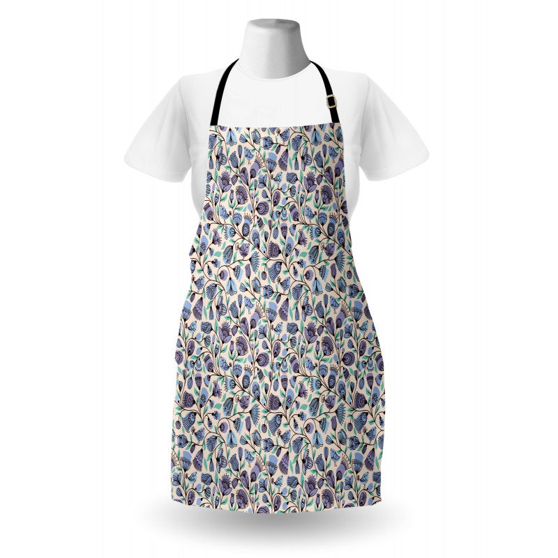 Birds Flourishing Flowers Apron