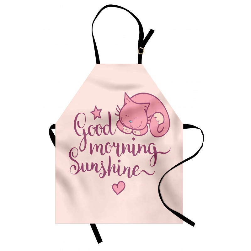 Sleeping Pink Cat and Text Apron