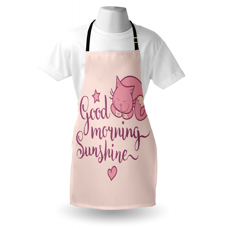 Sleeping Pink Cat and Text Apron