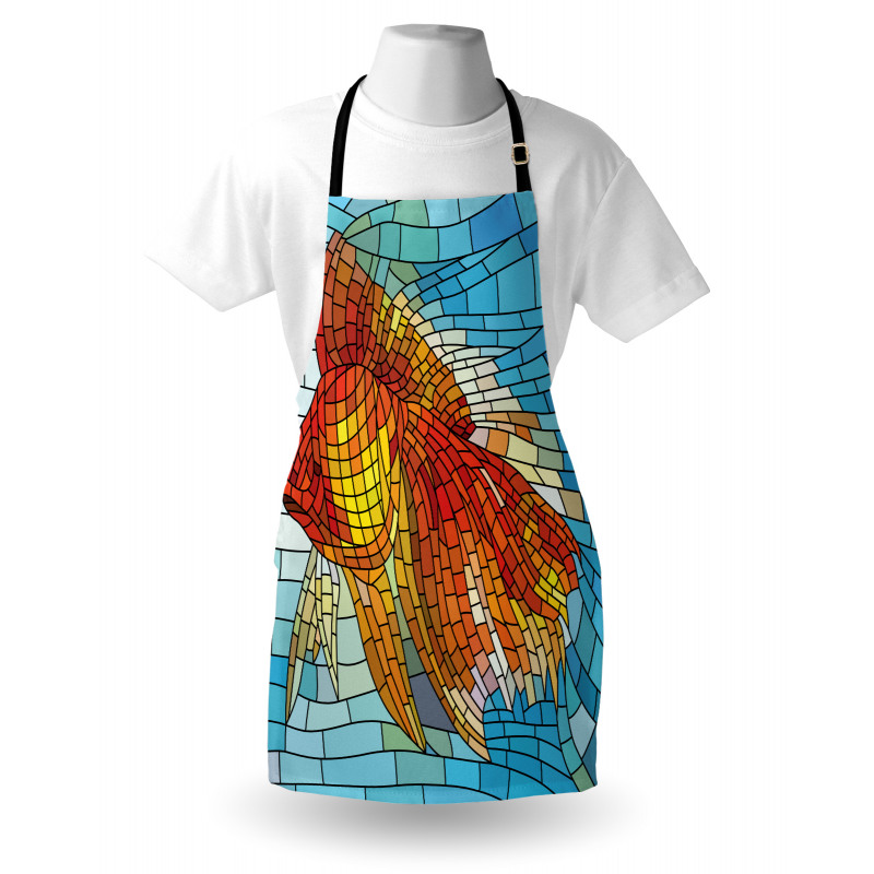 Deniz ve Okyanus Mutfak Önlüğü Turuncu Balık Desenli Tasarım