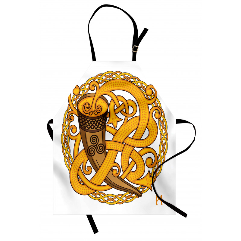 Drinking Horn and Woven Motif Apron