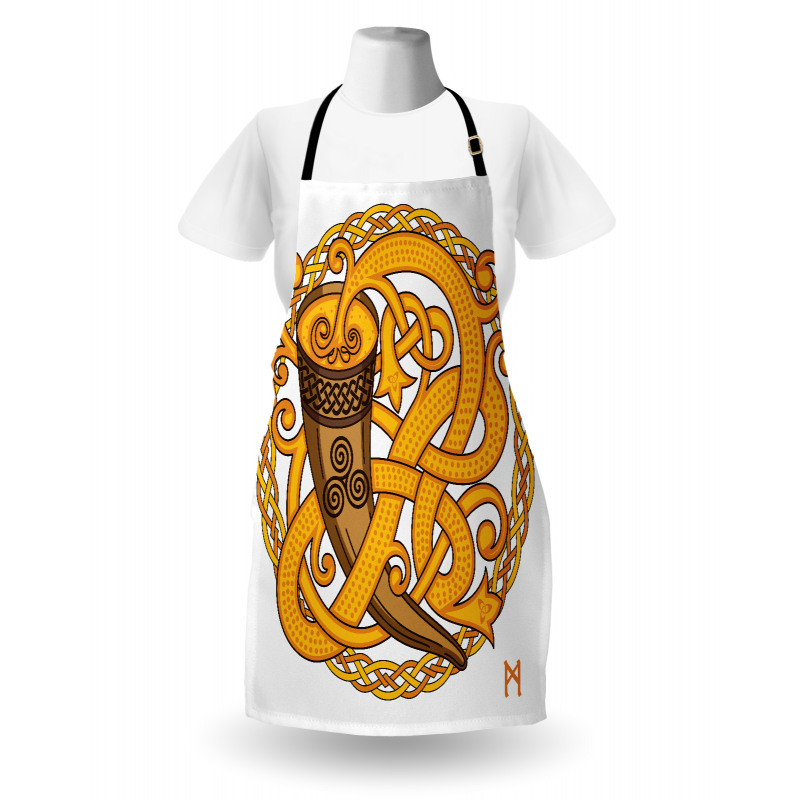 Drinking Horn and Woven Motif Apron