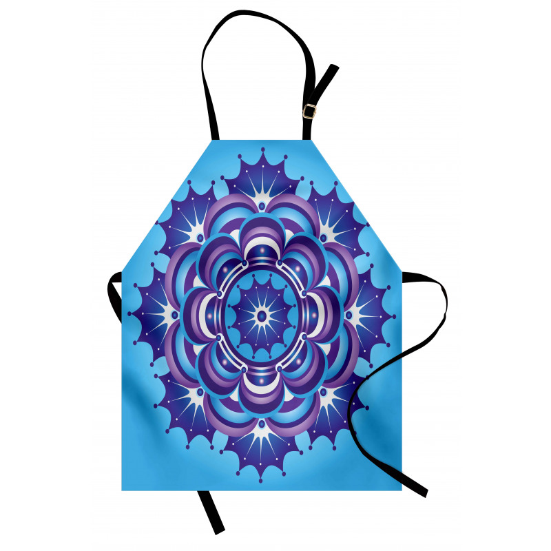 Meditasyon Mutfak Önlüğü Mavi Fon Üzerinde Mor Mandala Desenli