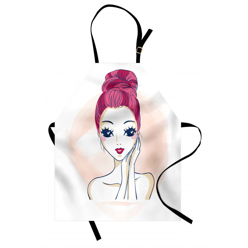 Pink Updo Bun Hairstyle Apron