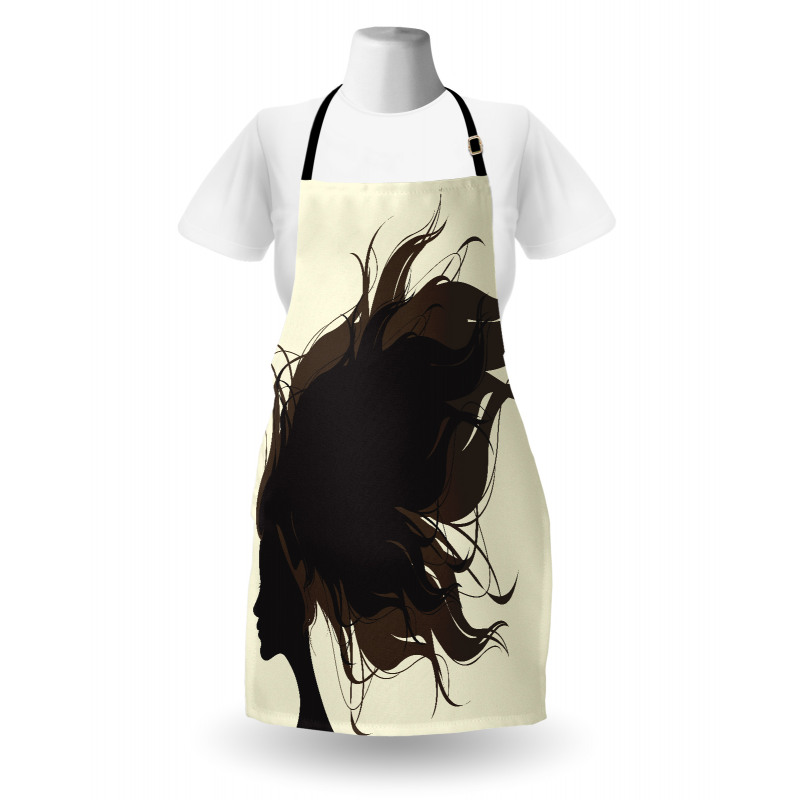 Fuzzy Hair Silhouette Apron