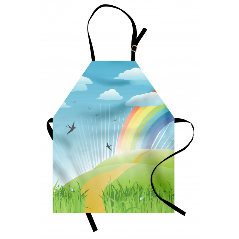 Birds and Rainbow Stripes Apron