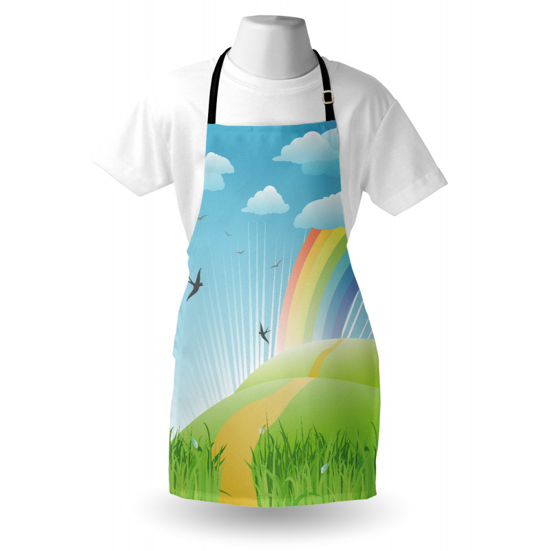 Birds and Rainbow Stripes Apron