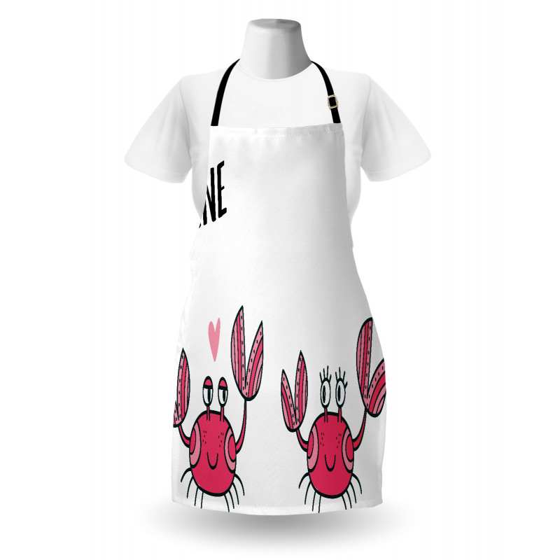 Funky Crab Couple and Heart Apron