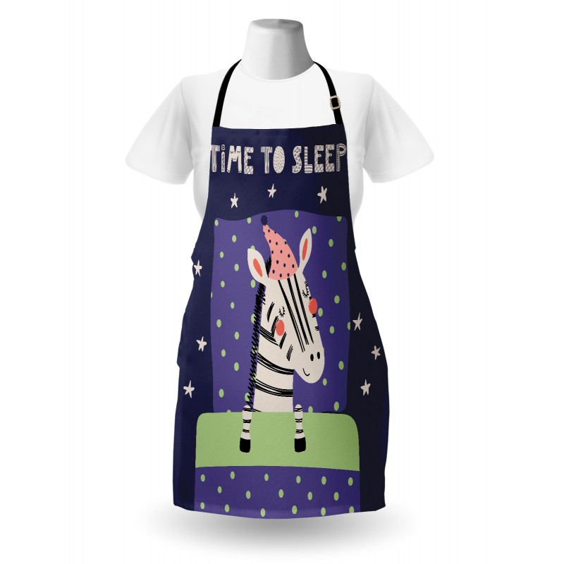 Sleeping Zebra in Nightcap Apron