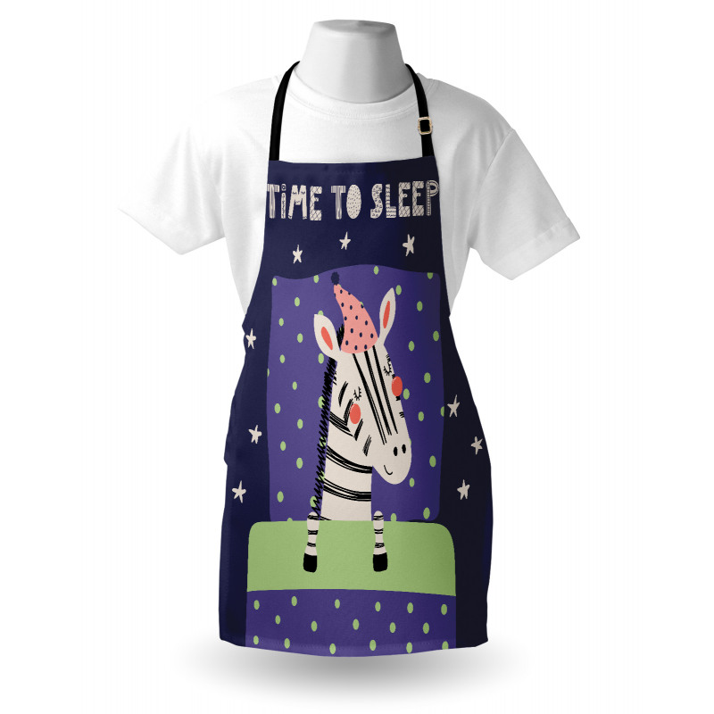 Sleeping Zebra in Nightcap Apron