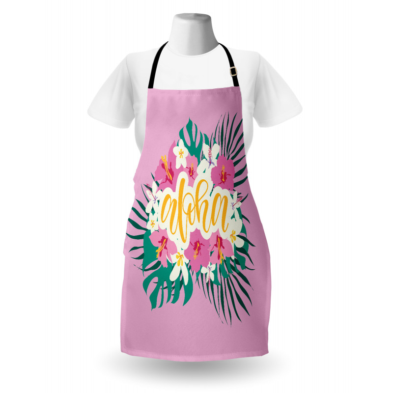 Exotic Flowers Palm Leaves Apron