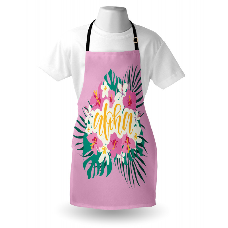 Exotic Flowers Palm Leaves Apron