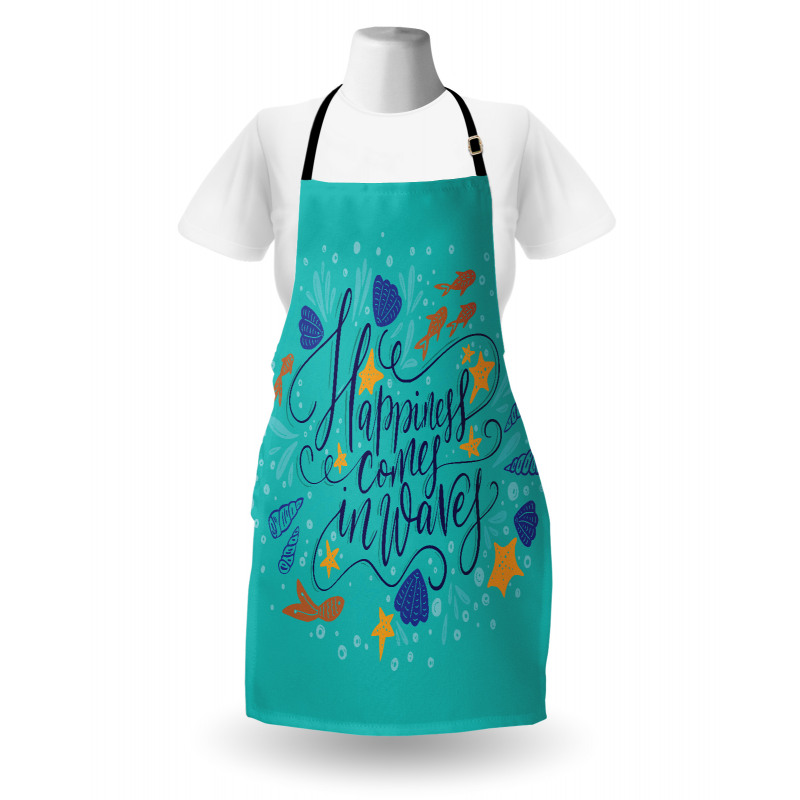 Seashell Starfish Teal Apron