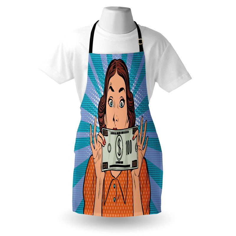 Woman Holding Dollar Bill Apron