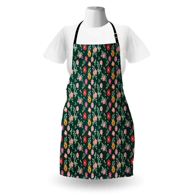 Colorful Flower and Buds Apron