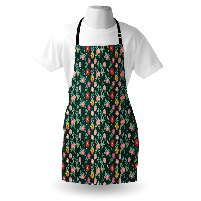 Colorful Flower and Buds Apron