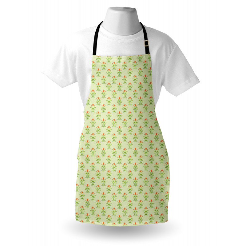 Orange Flower Green Leaf Apron