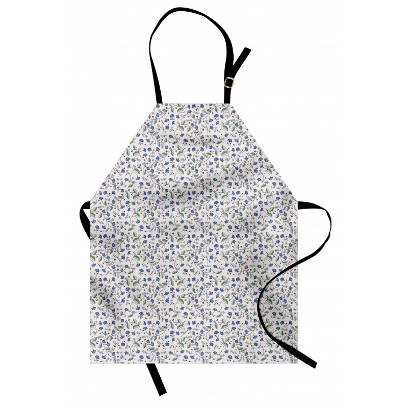 Blue Cornflowers and Leaves Apron