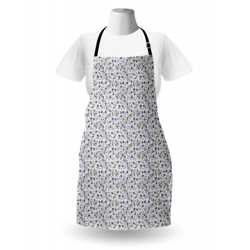 Blue Cornflowers and Leaves Apron