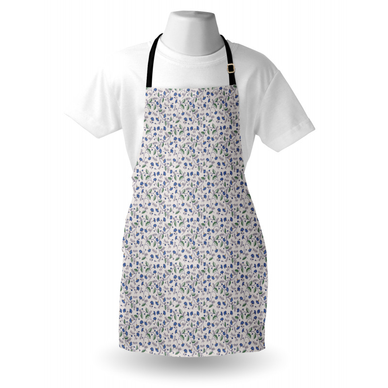 Blue Cornflowers and Leaves Apron