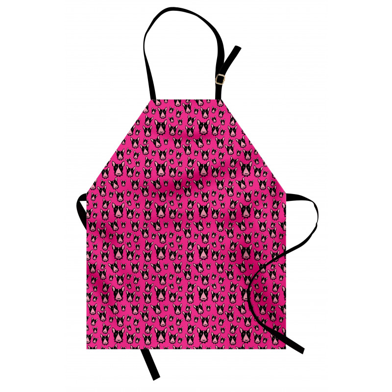 Bull Terrier Dog Heads on Pink Apron