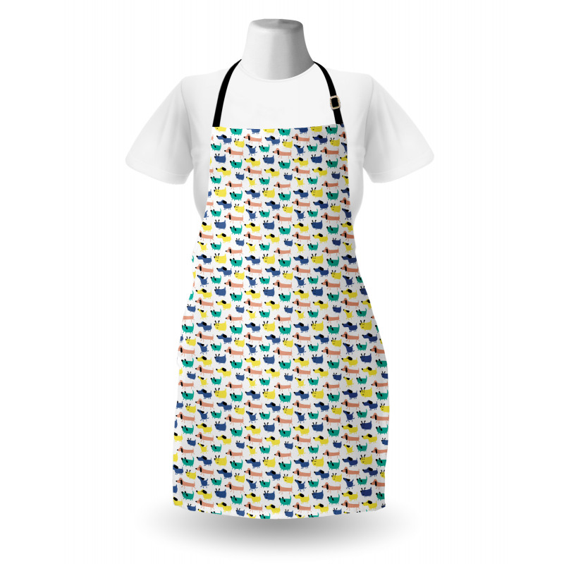 Colorful Cartoon Silhouettes Apron