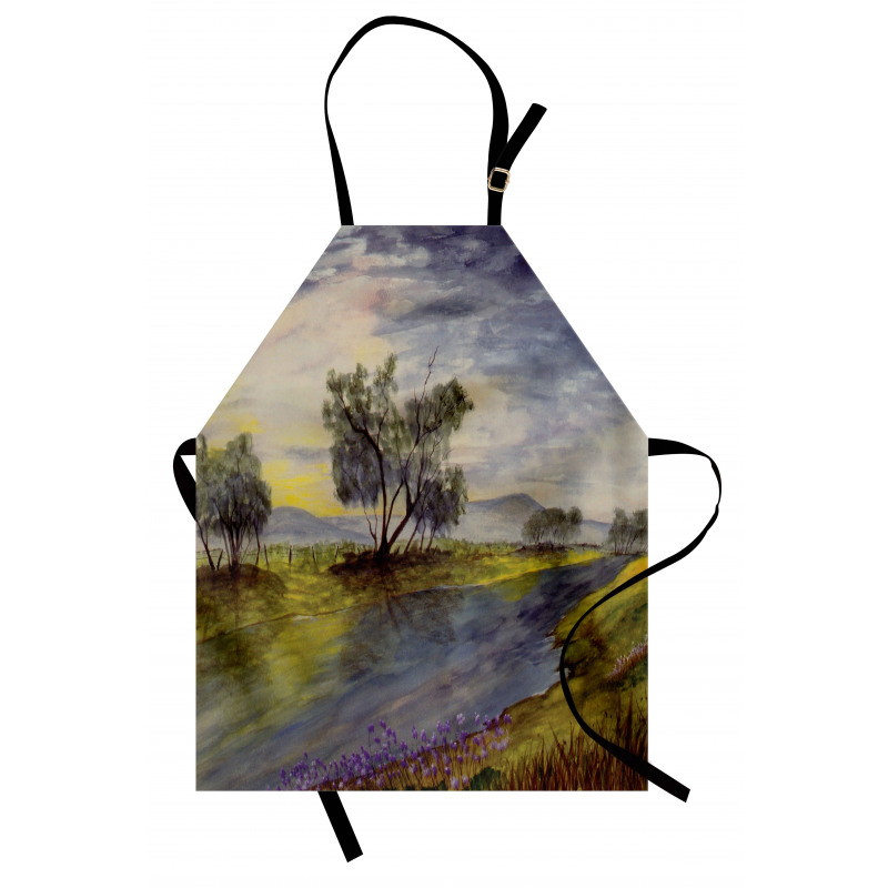 Watercolor River Scene Apron