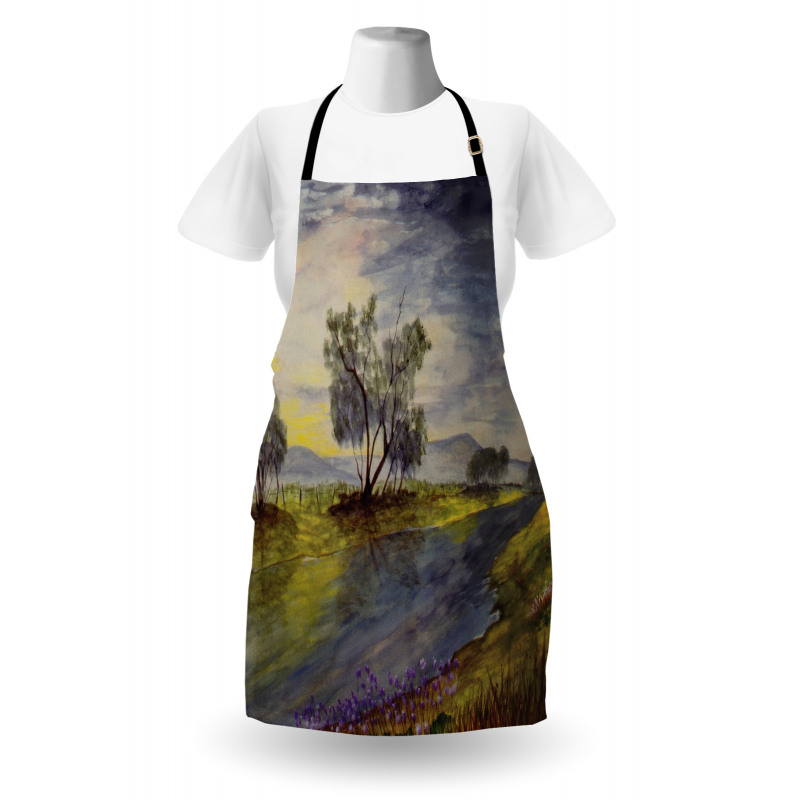 Watercolor River Scene Apron