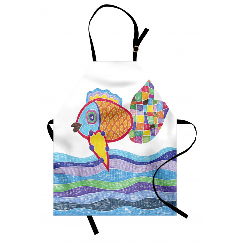 Fish Scales and Squares Doodle Apron