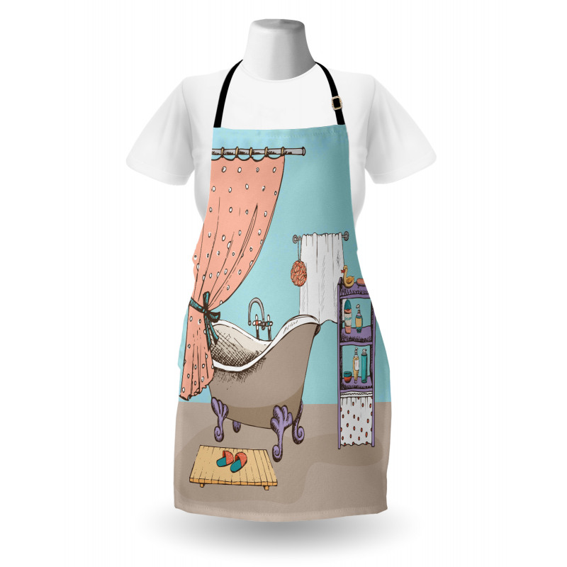 Bathroom Tub Illustration Apron