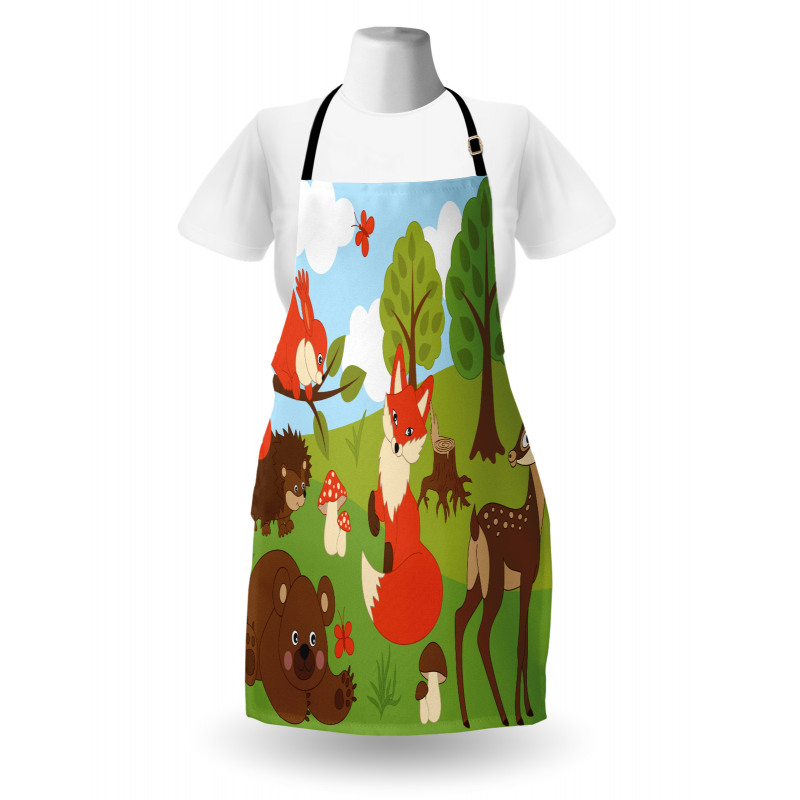 Happy Animals in Forest Apron