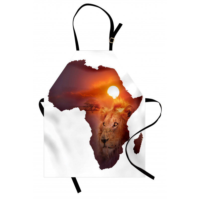 Lion and African Map Sunset Apron