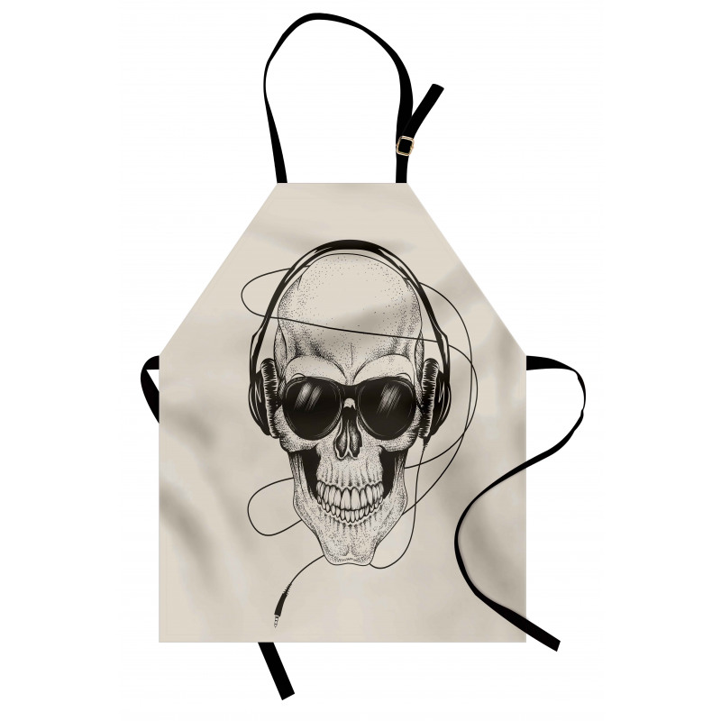 Retro Skull with Headphones Apron