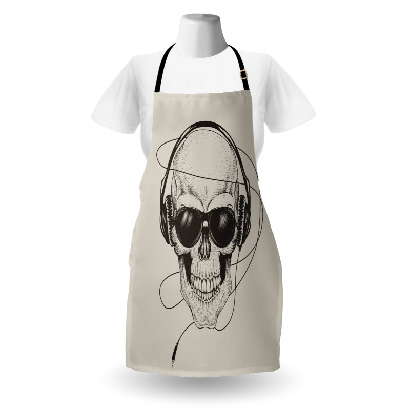 Retro Skull with Headphones Apron