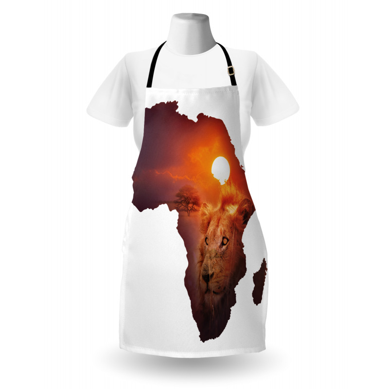 Lion and African Map Sunset Apron