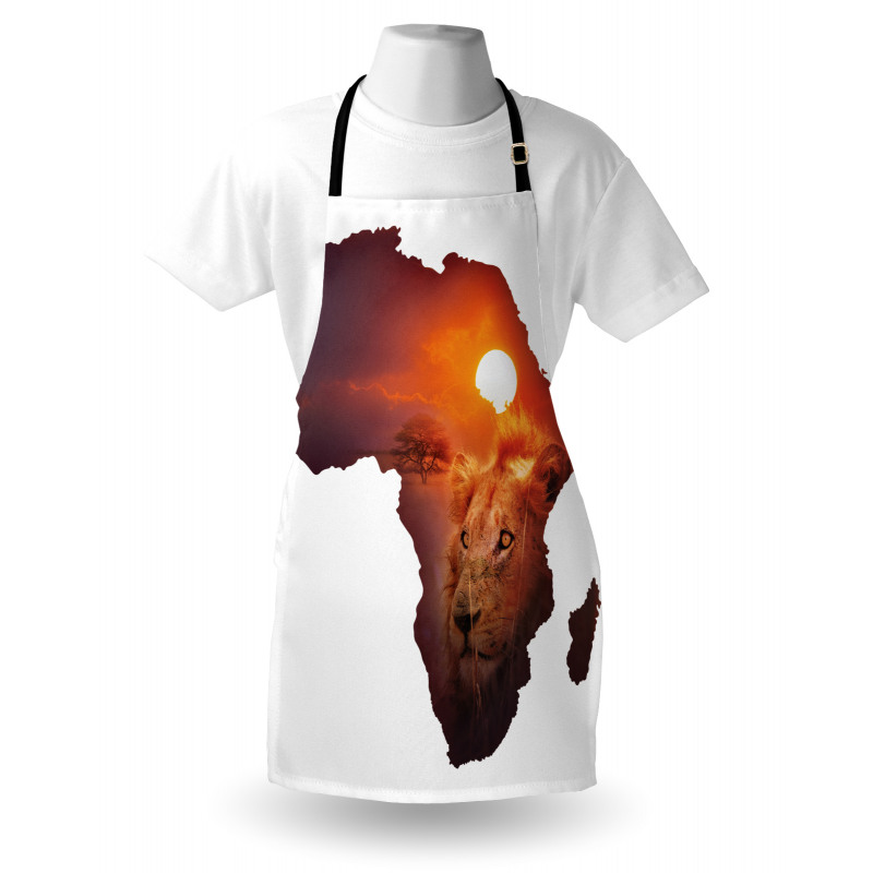 Lion and African Map Sunset Apron