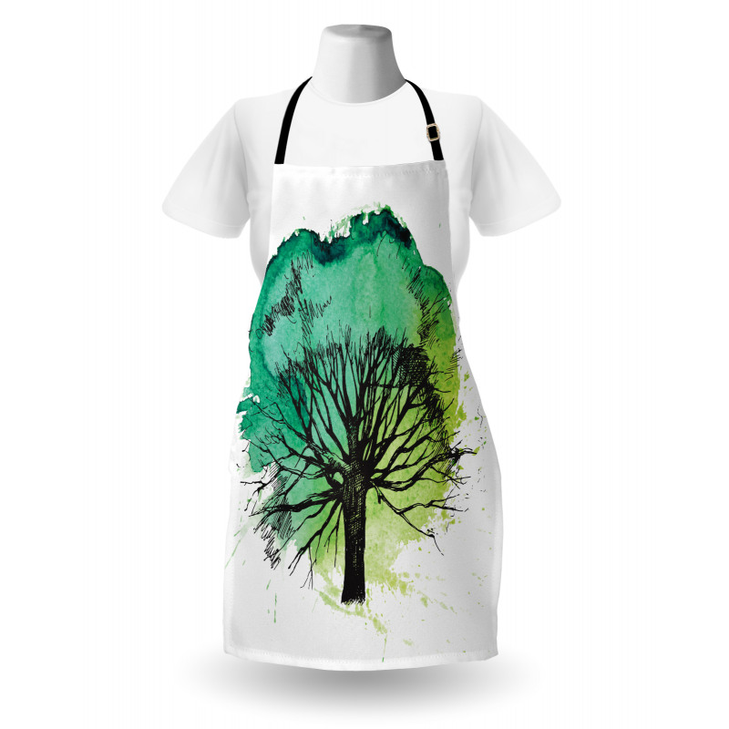 Blended Watercolor Leaf Apron