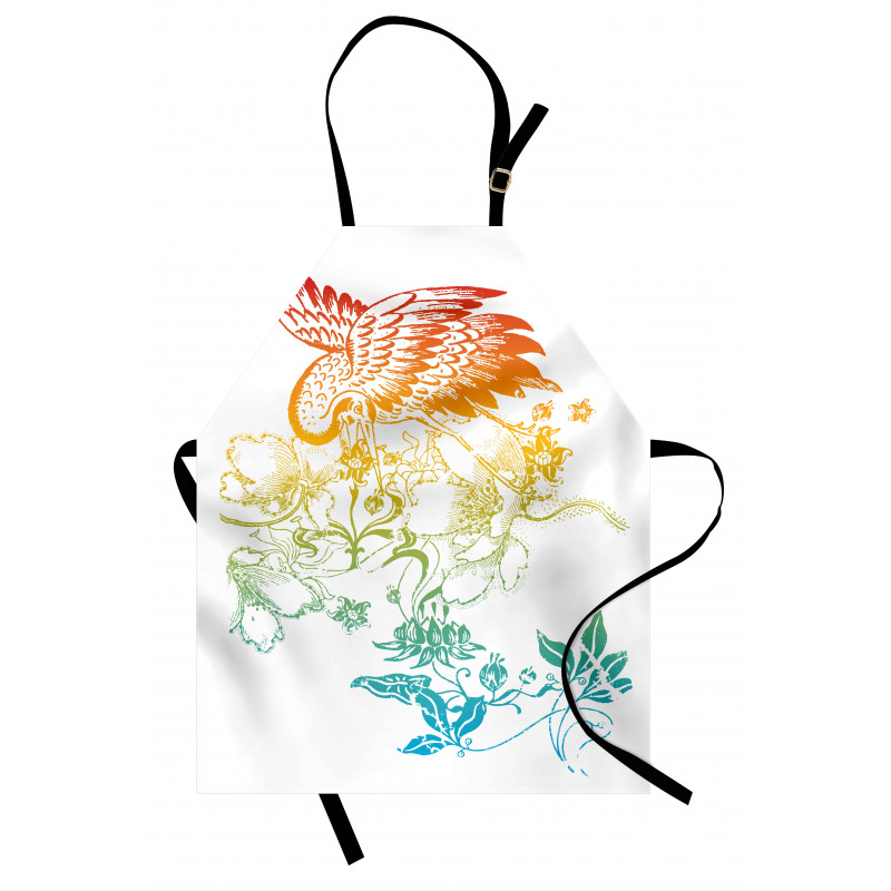 Oriental Bird with Flowers Apron