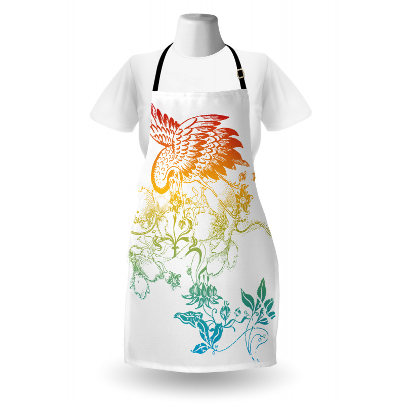 Oriental Bird with Flowers Apron