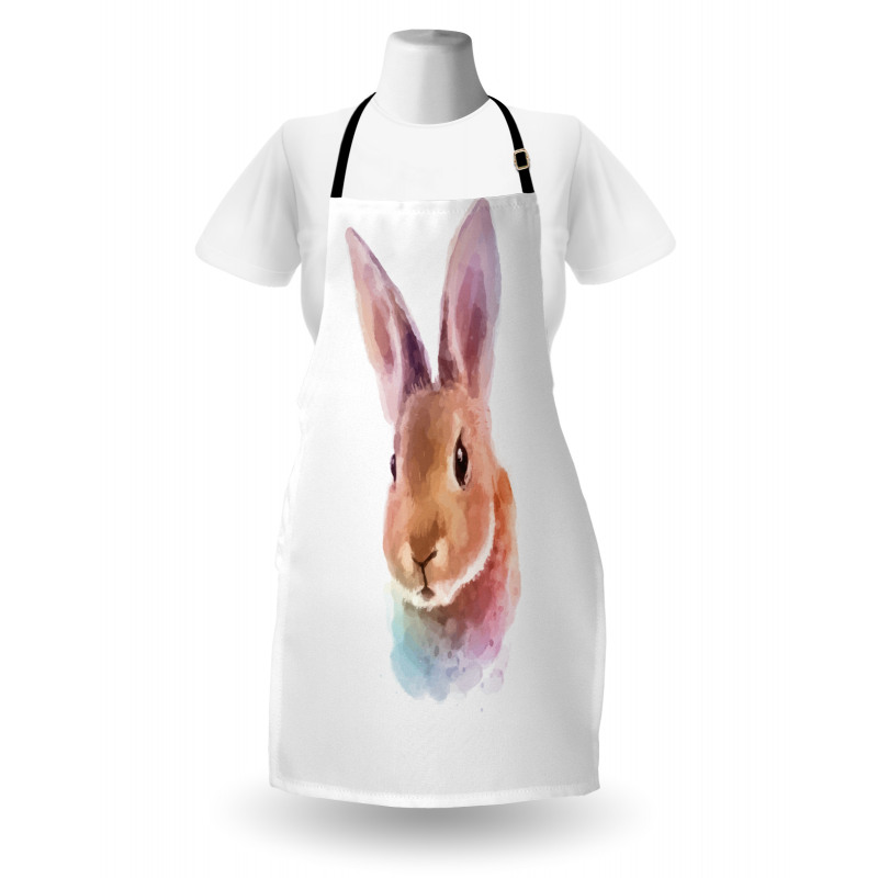 Watercolor Art Rabbit Head Apron